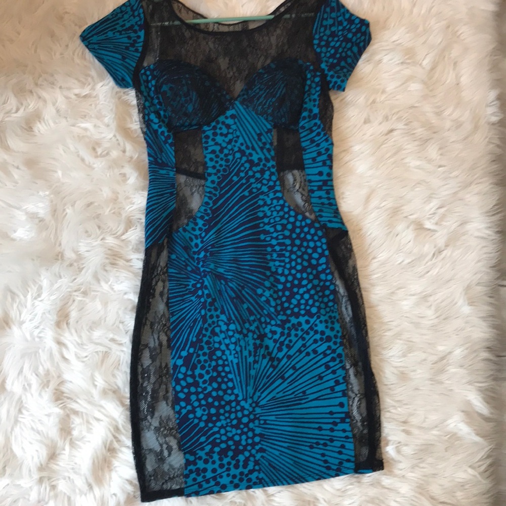 Akira medium short sleeve lacey cut out midi dress